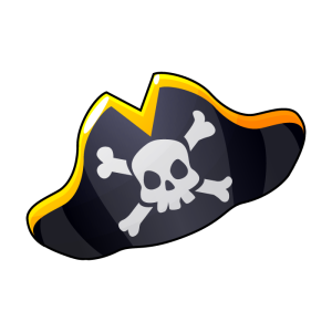 A pirate hat on a black background.